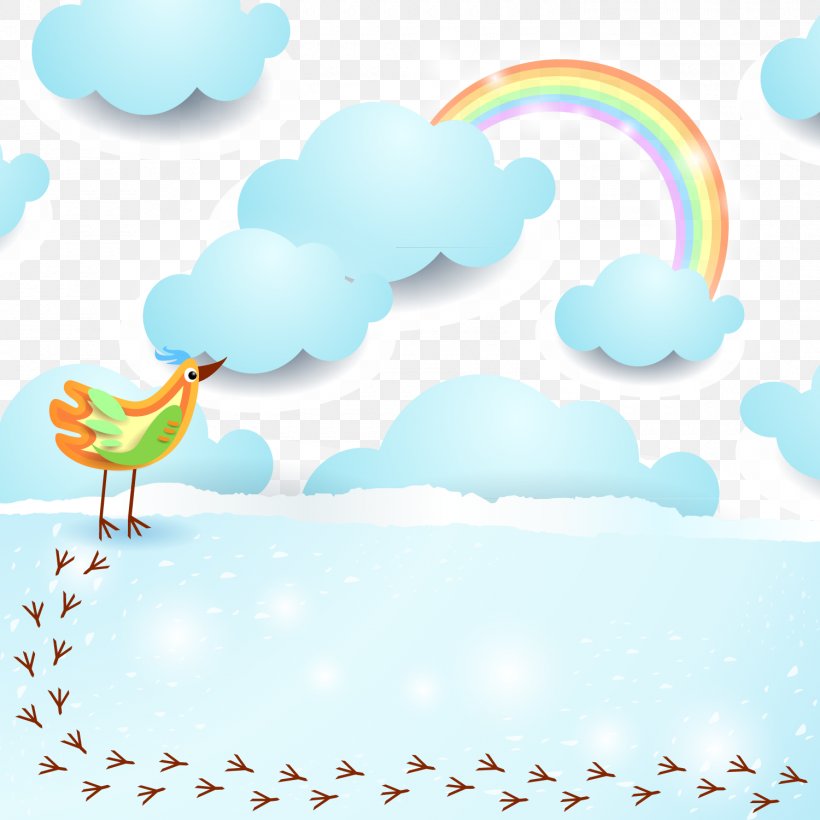 Euclidean Vector Bird Light Cloud Rainbow, PNG, 1500x1500px, Bird, Beak, Border, Cdr, Chart Download Free