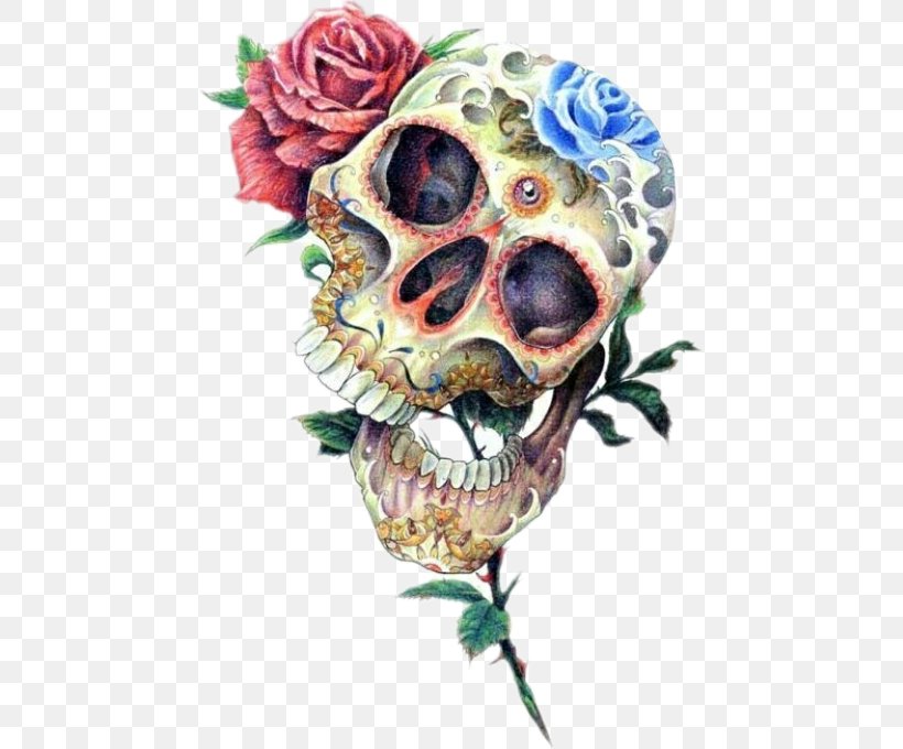 Calavera Drawing Flower Skull Floral Design, PNG, 459x680px, Calavera, Art, Bone, Cut Flowers, Day Of The Dead Download Free