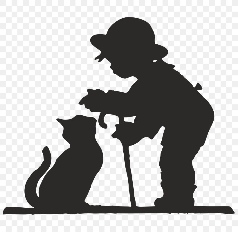 Cat Dog Silhouette Clip Art, PNG, 800x800px, Cat, Black And White, Boy, Carnivoran, Cat Lady Download Free