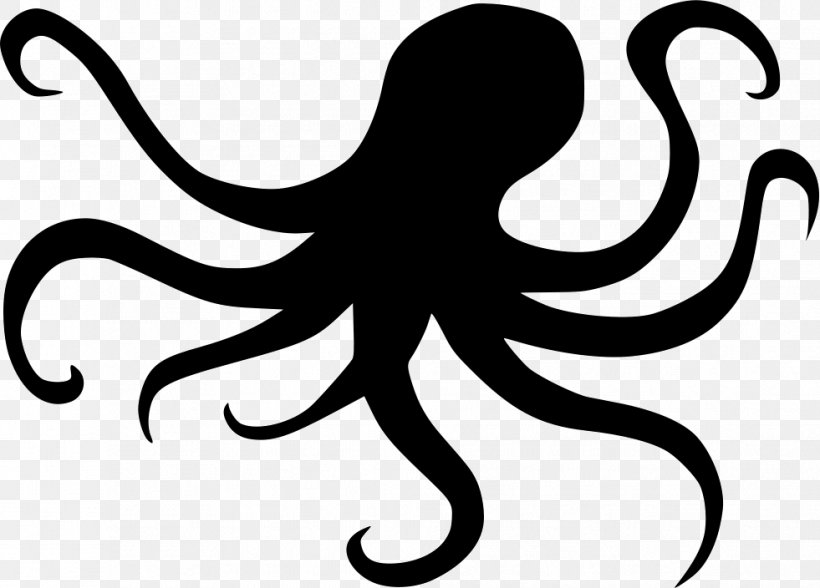 Octopus Clip Art, PNG, 981x704px, Octopus, Artwork, Black, Black And White, Drawing Download Free
