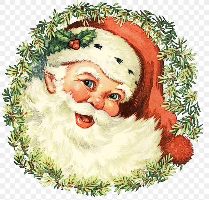 Santa Claus Christmas Day Vintage Christmas Clip Art Christmas Card, PNG, 1848x1770px, Santa Claus, Art, Beard, Christmas, Christmas Card Download Free