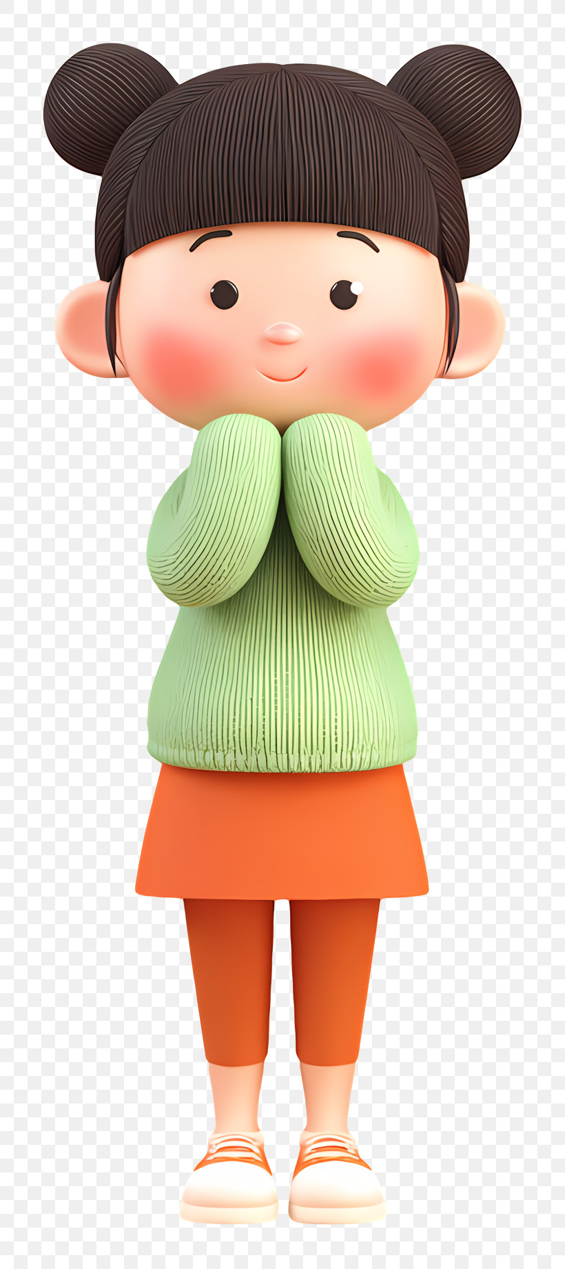 Cute Girl In Green Sweater PNG