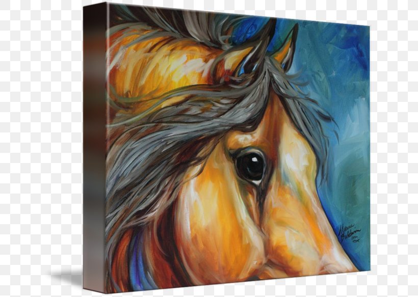 Watercolor Painting Mustang Stallion Gallery Wrap, PNG, 650x583px, Painting, Acrylic Paint, Art, Canvas, Gallery Wrap Download Free