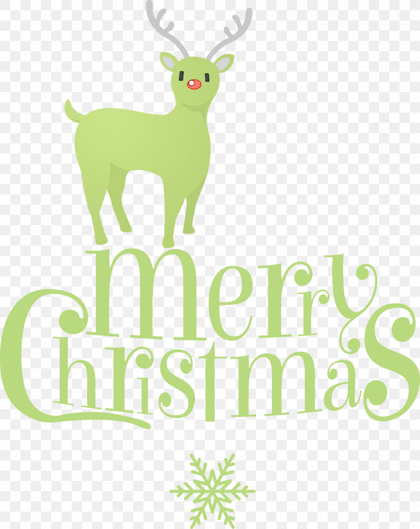 Reindeer, PNG, 2378x3000px, Green Merry Christmas, Antler, Biology, Deer, Logo Download Free