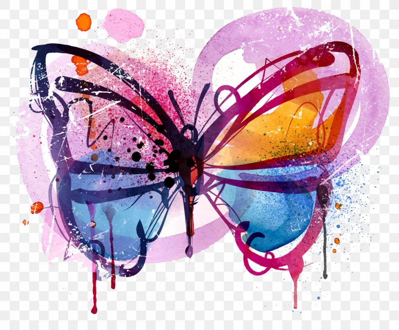 Butterfly Paint 1080p High-definition Television Drawing, PNG, 1000x830px, Butterfly, Art, Arthropod, Color, Drawing Download Free