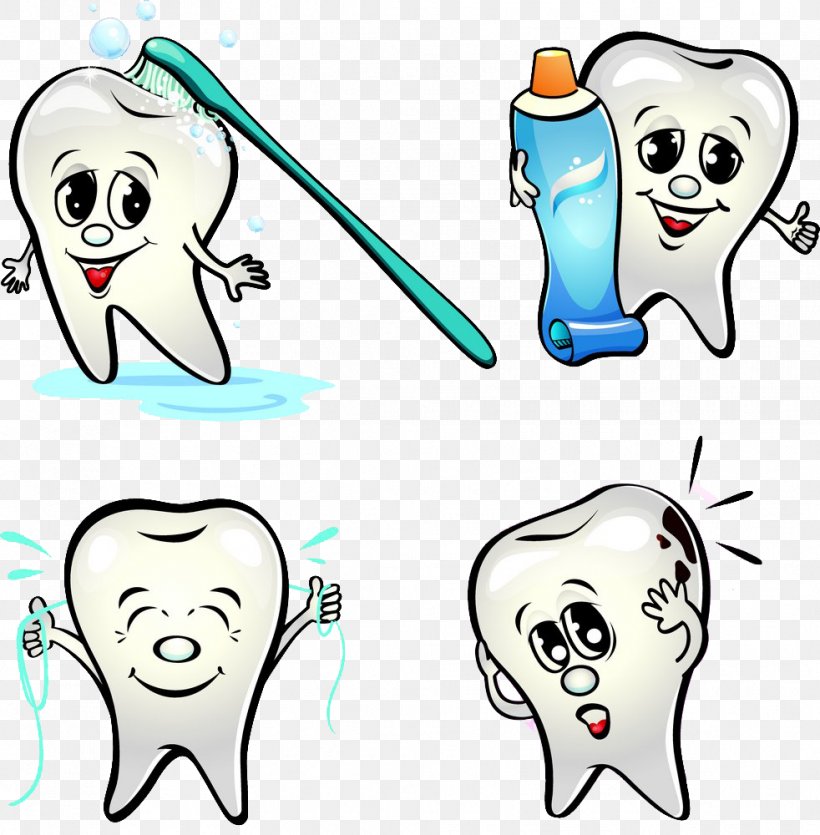 Tooth Cartoon Dentistry, PNG, 982x1000px, Watercolor, Cartoon, Flower, Frame, Heart Download Free