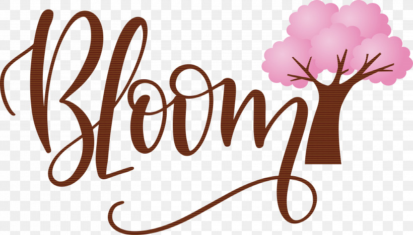 Bloom Spring, PNG, 3000x1715px, Bloom, Calligraphy, Flower, Happiness, Logo Download Free
