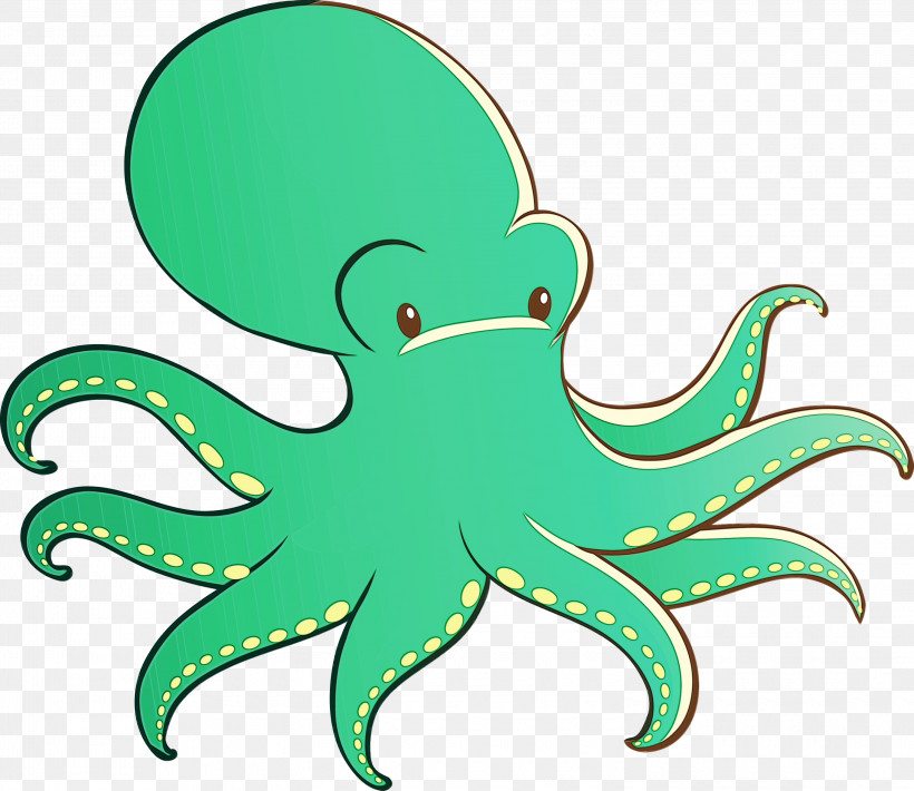 Octopus Green Giant Pacific Octopus Octopus, PNG, 3000x2601px, Watercolor Octopus, Giant Pacific Octopus, Green, Octopus, Paint Download Free