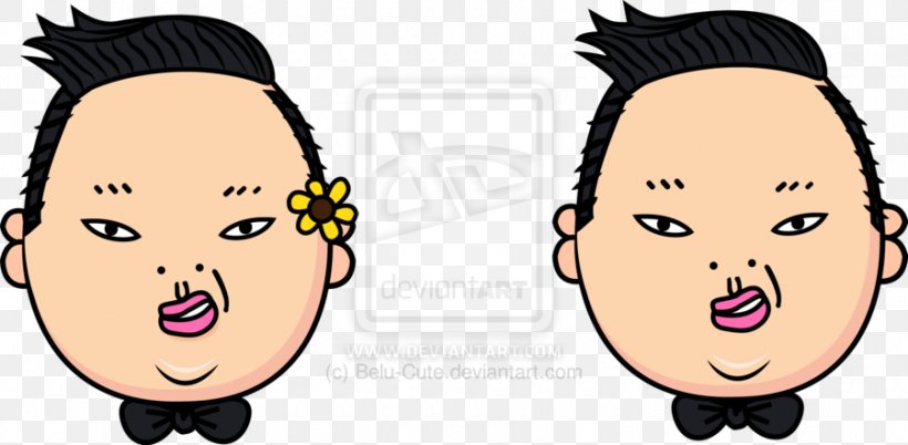 PSY Gangnam Style Head Eye Song, PNG, 900x442px, Watercolor, Cartoon, Flower, Frame, Heart Download Free