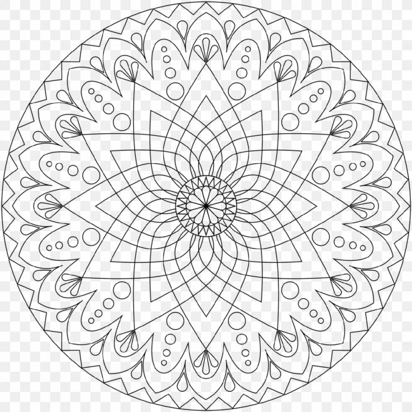 Mandala Coloring Book Child Meditation Adult, PNG, 1024x1024px, Mandala, Adult, Area, Black And White, Child Download Free