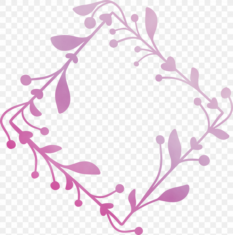 Branch Violet Purple Lilac Pink, PNG, 2981x3000px, Flourish Frame, Branch, Flower Frame, Lilac, Magenta Download Free