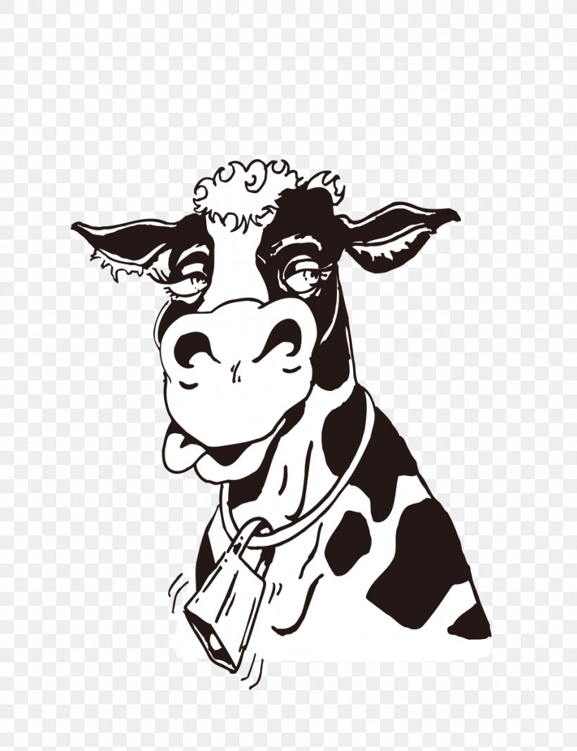 Cattle Cartoon Illustration, PNG, 954x1241px, Cattle, Art, Black And White, Cartoon, Cattle Like Mammal Download Free