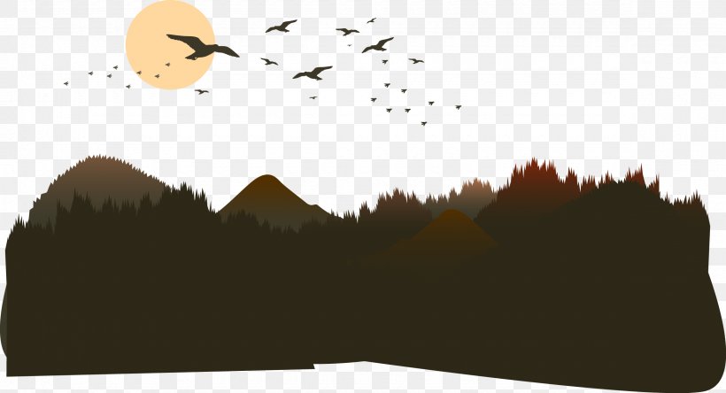 The Mountains Of The Mountain Vector, PNG, 2360x1278px, Silhouette, Brand, Evening, Forest, Mountain Download Free