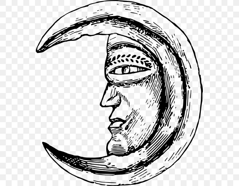 Lunar Eclipse Lunar Phase Man In The Moon, PNG, 573x640px, Lunar Eclipse, Area, Art, Artwork, Black And White Download Free