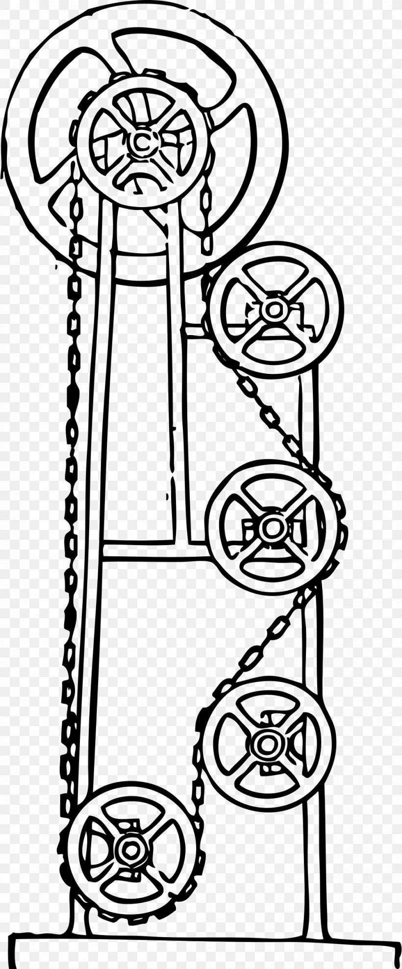 Perpetual Motion Gear Clip Art, PNG, 996x2400px, Perpetual Motion, Area, Art, Black And White, Coloring Book Download Free