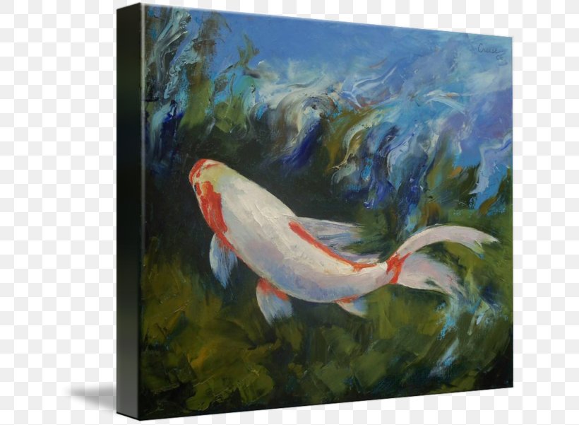 Koi Oil Painting Canvas Print, PNG, 650x601px, Koi, Acrylic Paint, Art, Canvas, Canvas Print Download Free