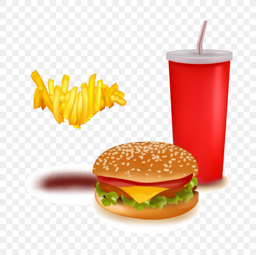 Hamburger Fast Food Soft Drink French Fries, PNG, 1181x1181px, Fizzy Drinks, American Food, Cheeseburger, Fast Food, Fast Food Restaurant Download Free