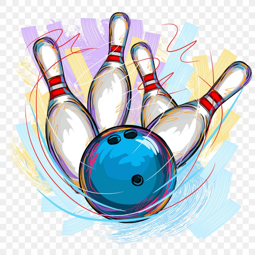Bowling Pin Bowling Ball Illustration, PNG, 1000x1000px, Bowling, Bowling Ball, Bowling Equipment, Bowling Pin, Drawing Download Free