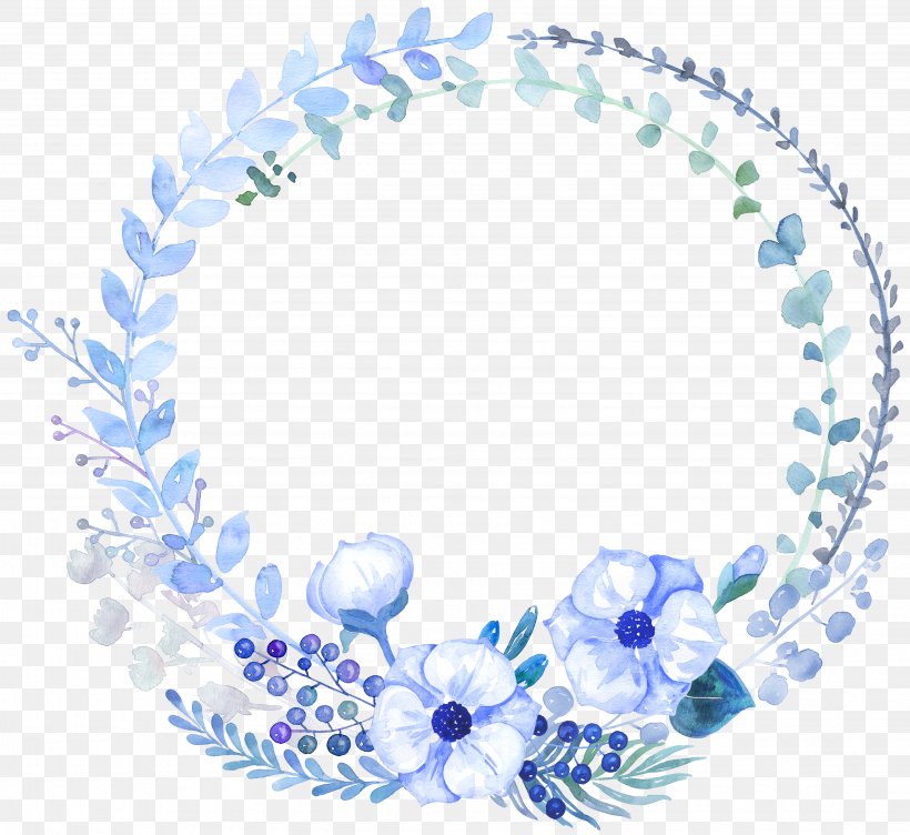 Blue Flower Watercolor Painting Clip Art, PNG, 3661x3359px, Blue, Blue Flower, Color, Drawing, Flower Download Free