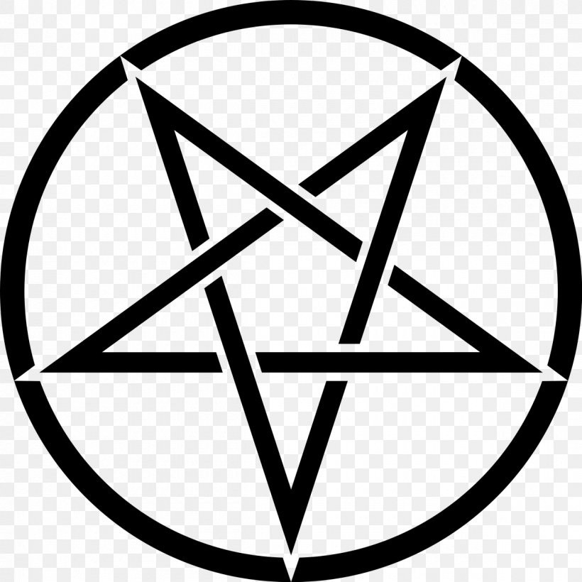 Pentagram Church Of Satan Pentacle Sigil Of Baphomet Satanism, PNG, 1200x1200px, Pentagram, Area, Baphomet, Black And White, Church Of Satan Download Free