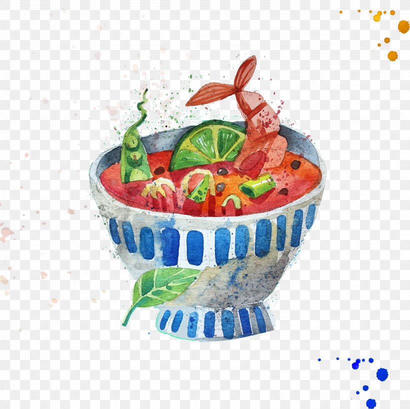 Tom Yum Thai Cuisine Prawn Soup Fruit Salad Korean Cuisine, PNG, 3196x3191px, Tom Yum, Fish Soup, Food, Fruit, Illustration Download Free