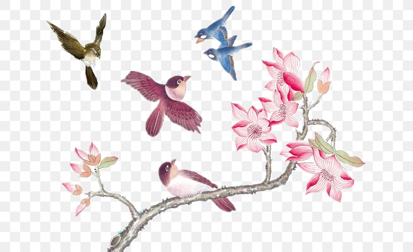 China U5b66u56fdu753b Chinese Painting Bird-and-flower Painting, PNG, 678x500px, China, Art, Bird, Birdandflower Painting, Blossom Download Free