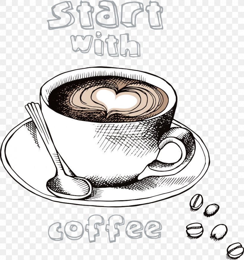 Irish Coffee Espresso Latte Cafe, PNG, 920x983px, Coffee, Black And White, Brand, Cafe, Caffeine Download Free