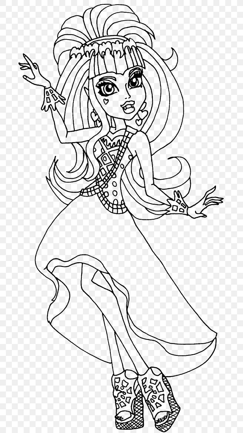 Monster High Freak Du Chic Toralei Coloring Book Colouring Pages Ever After High, PNG, 700x1460px, Watercolor, Cartoon, Flower, Frame, Heart Download Free