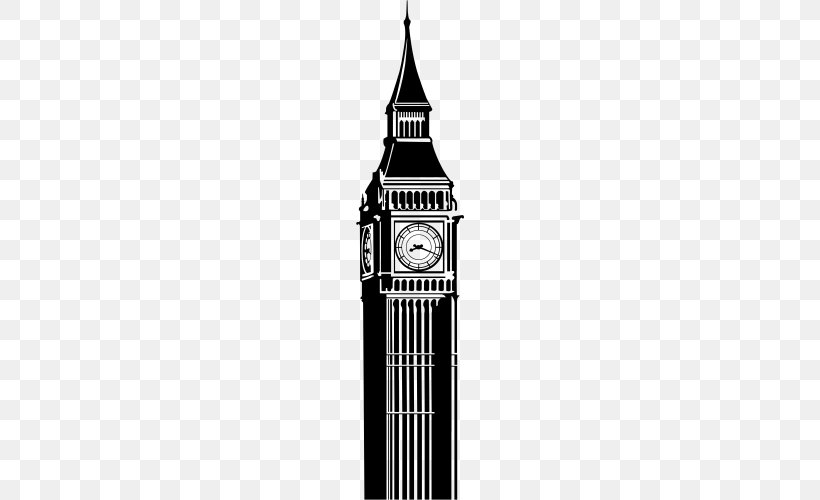 Big Ben Palace Of Westminster Wall Decal Poster Sticker, PNG, 500x500px, Big Ben, Black And White, Brand, Clock, Clock Tower Download Free