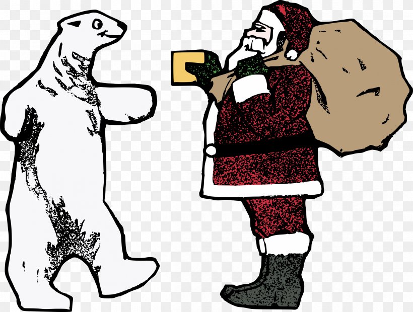Polar Bear Santa Claus Christmas Clip Art, PNG, 2400x1816px, Watercolor, Cartoon, Flower, Frame, Heart Download Free