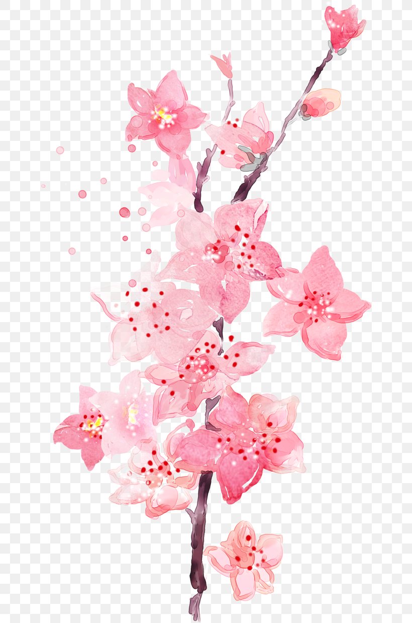 Watercolor Painting Art Peach, PNG, 658x1238px, Watercolor Painting, Art, Blossom, Branch, Cherry Blossom Download Free