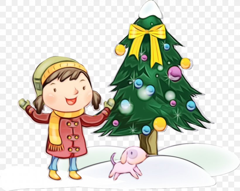 Christmas Tree, PNG, 852x678px, Watercolor, Cartoon, Christmas, Christmas Decoration, Christmas Eve Download Free
