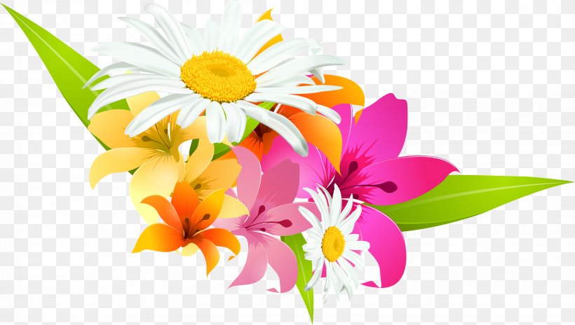Vector Flower, PNG, 3466x1964px, Vector, Cut Flowers, Daisy Family, Flora, Floral Design Download Free
