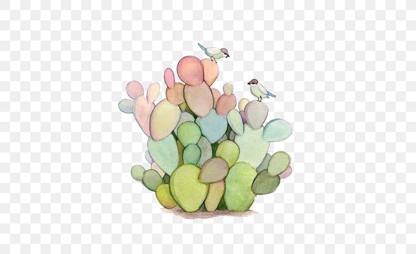 Cactus Illustration Watercolor Painting Prickly Pear, PNG, 500x500px, Cactus, Art, Botanical Illustration, Cactus Cactus, Cartoon Download Free