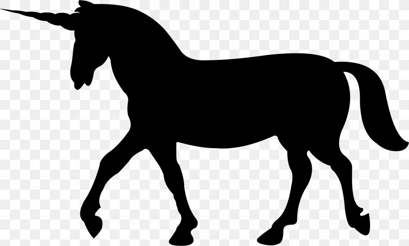 Unicorn Silhouette Horse Clip Art, PNG, 2298x1384px, Horse, Autocad Dxf, Black And White, Colt, Horse Like Mammal Download Free
