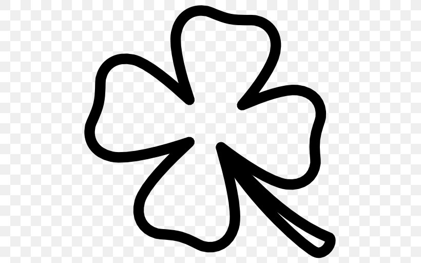 Four-leaf Clover Shamrock, PNG, 512x512px, Fourleaf Clover, Artwork, Black And White, Body Jewelry, Clover Download Free