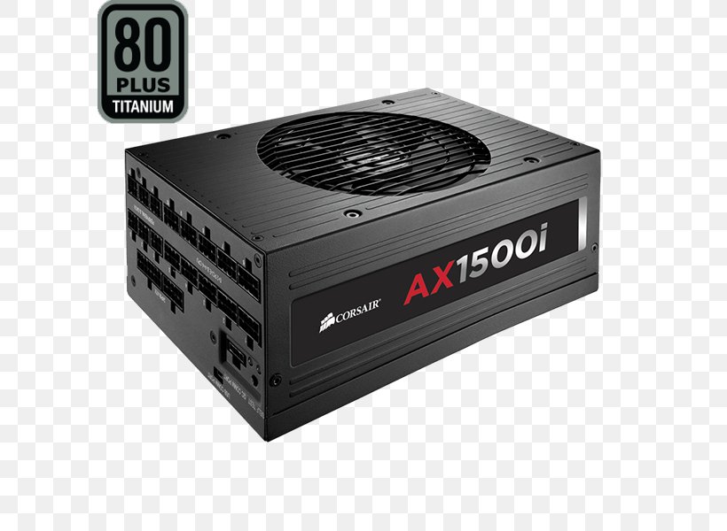 Power Supply Unit 80 Plus Corsair AX1500i ATX Power Converters, PNG, 600x600px, 80 Plus, Power Supply Unit, Atx, Computer, Computer Component Download Free