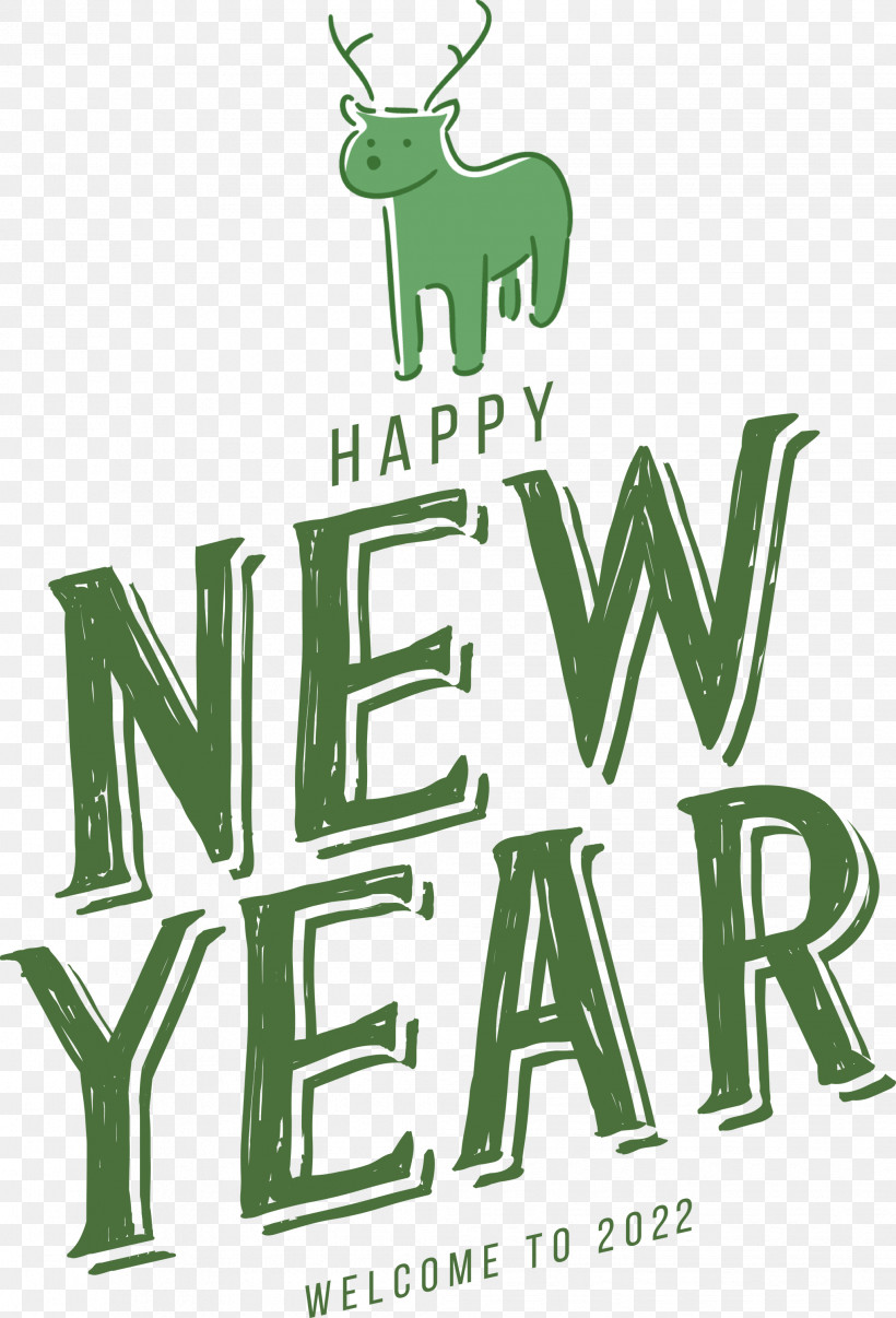 Happy New Year 2022 2022 New Year 2022, PNG, 2038x2999px, Deer, Behavior, Green, Human, Logo Download Free