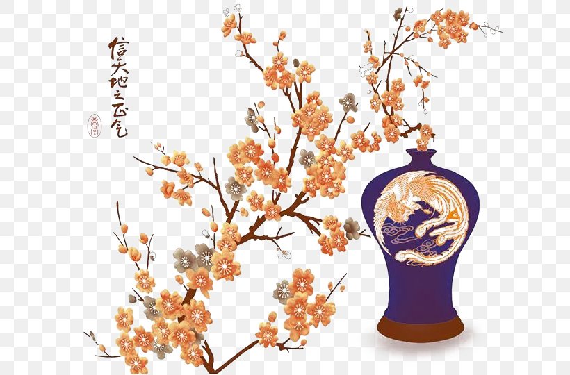 Plum Blossom Vase, PNG, 720x540px, Plum Blossom, Branch, Designer, Flower, Material Download Free