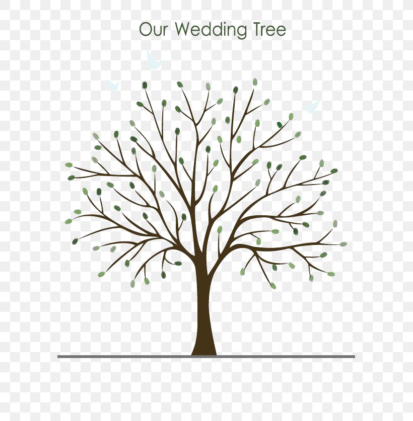 Wedding Fingerprint Guestbook Tree, PNG, 591x837px, Watercolor, Cartoon, Flower, Frame, Heart Download Free