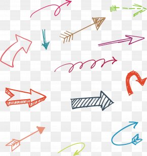 Curved arrow hand drawn. Sketch doodle style on transparent background PNG  - Similar PNG