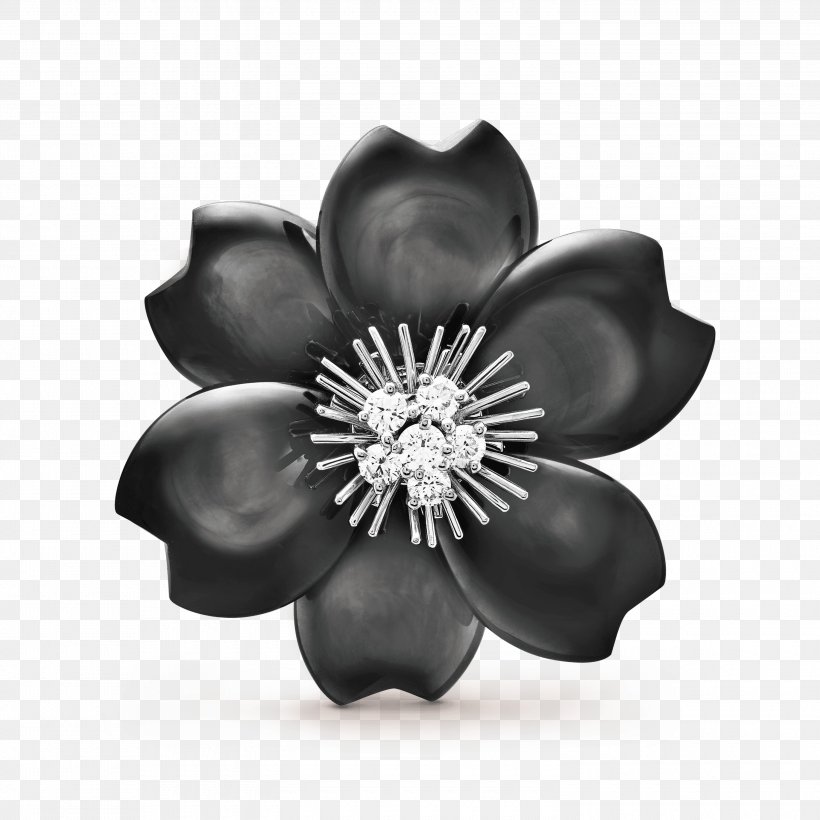 Van Cleef & Arpels Jewellery Earring Brooch Onyx, PNG, 3000x3000px, Van Cleef Arpels, Blackandwhite, Brooch, Diamond, Earring Download Free