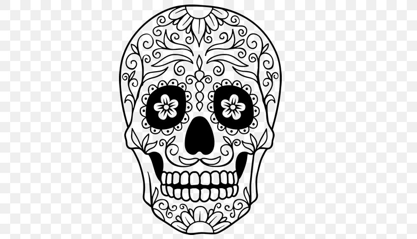 Calavera Coloring Book Skull Day Of The Dead Mexican Cuisine, PNG, 600x470px, Calavera, Adult, Artwork, Black And White, Bone Download Free
