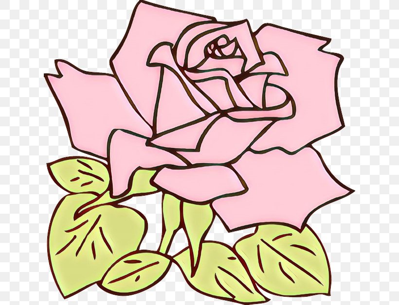 Rose, PNG, 640x628px, Cartoon, Cut Flowers, Flower, Leaf, Line Art Download Free