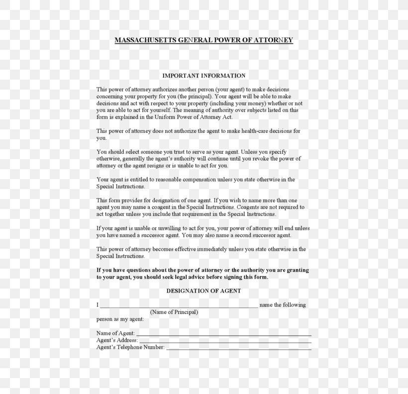 Massachusetts Power Of Attorney Document Form Law, PNG, 612x792px, Massachusetts, Area, Authority, Corporate Lawyer, Document Download Free