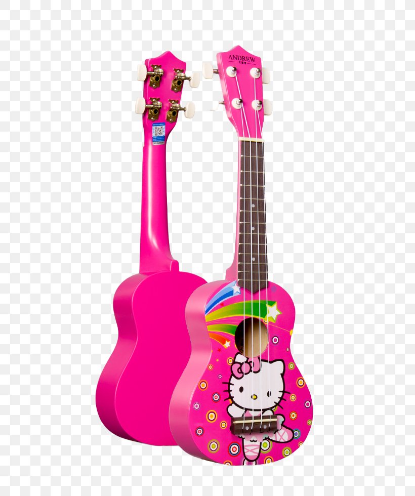 Hello Kitty Stratocaster Electric Guitar Ukulele, PNG, 568x980px, Hello Kitty Stratocaster, Acoustic Guitar, Color, Electric Guitar, Guitar Download Free