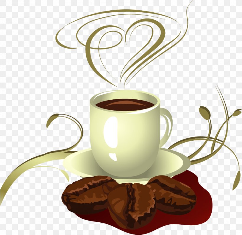Coffee Cup Tea Cafe Clip Art, PNG, 955x929px, Coffee, Bean, Cafe, Caffeine, Coffee Bean Download Free