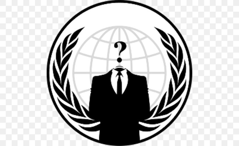 Anonymous Logo Security Hacker Emblem, PNG, 500x500px, Anonymous, Artwork, Black, Black And White, Brand Download Free