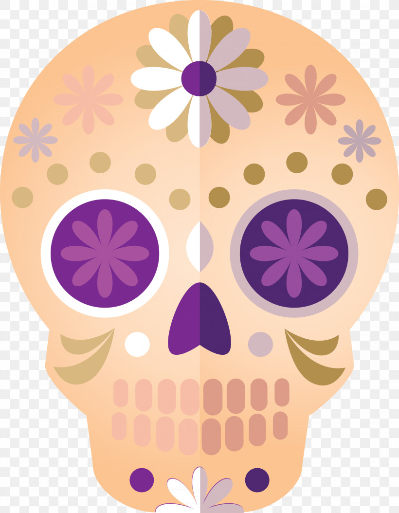 Skull Mexico Sugar Skull Traditional Skull, PNG, 2332x3000px, Skull Mexico, Flower, Purple, Sugar Skull, Traditional Skull Download Free