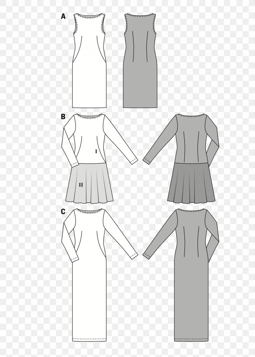 Dress Burda Style Jersey Simplicity Pattern Pattern, PNG, 1286x1800px, Dress, Aline, Arm, Black, Black And White Download Free